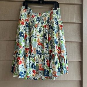 Lauren skirt floral free flow smocked elastic waistband.